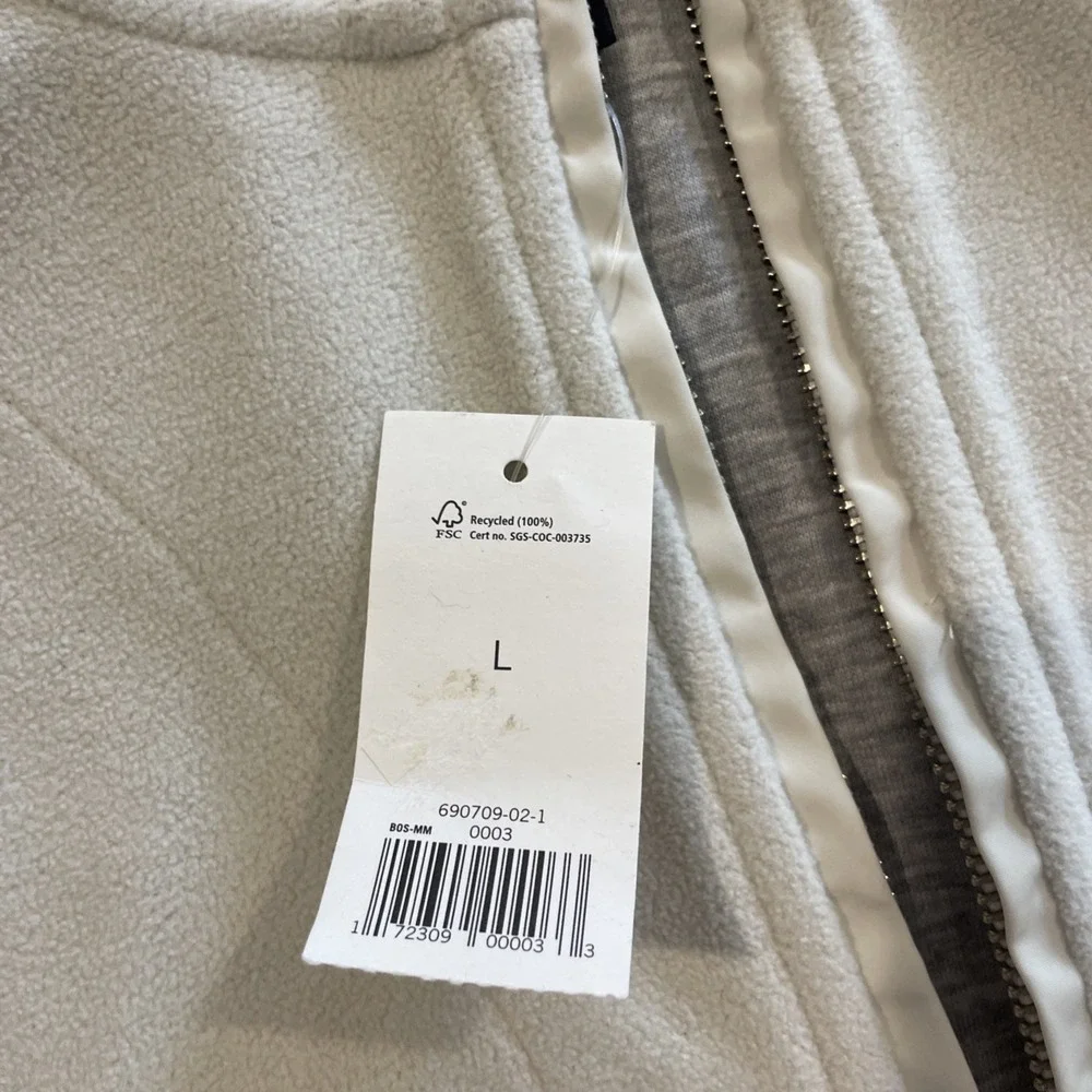 Banana Republic Hal-Zip‎ Fleece Sweatshirt Size Large White NWT